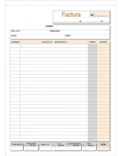 Paq 10 talonarios de facturas fº natural duplicado autocopiativo